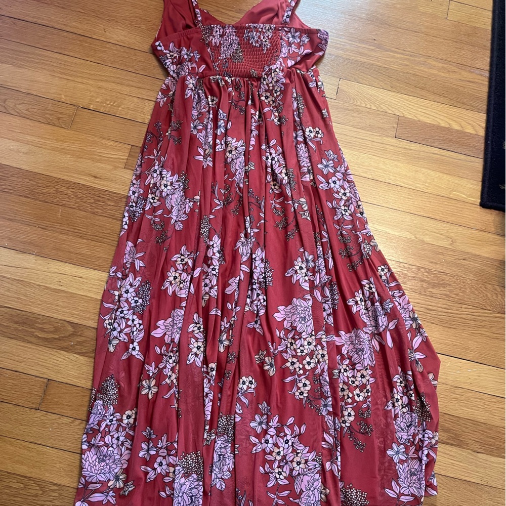 Torrid Rust/TerraCotta colored Floral Maxi Sundress w/Pink Blooms.Size 0/12. - Picture 7 of 7